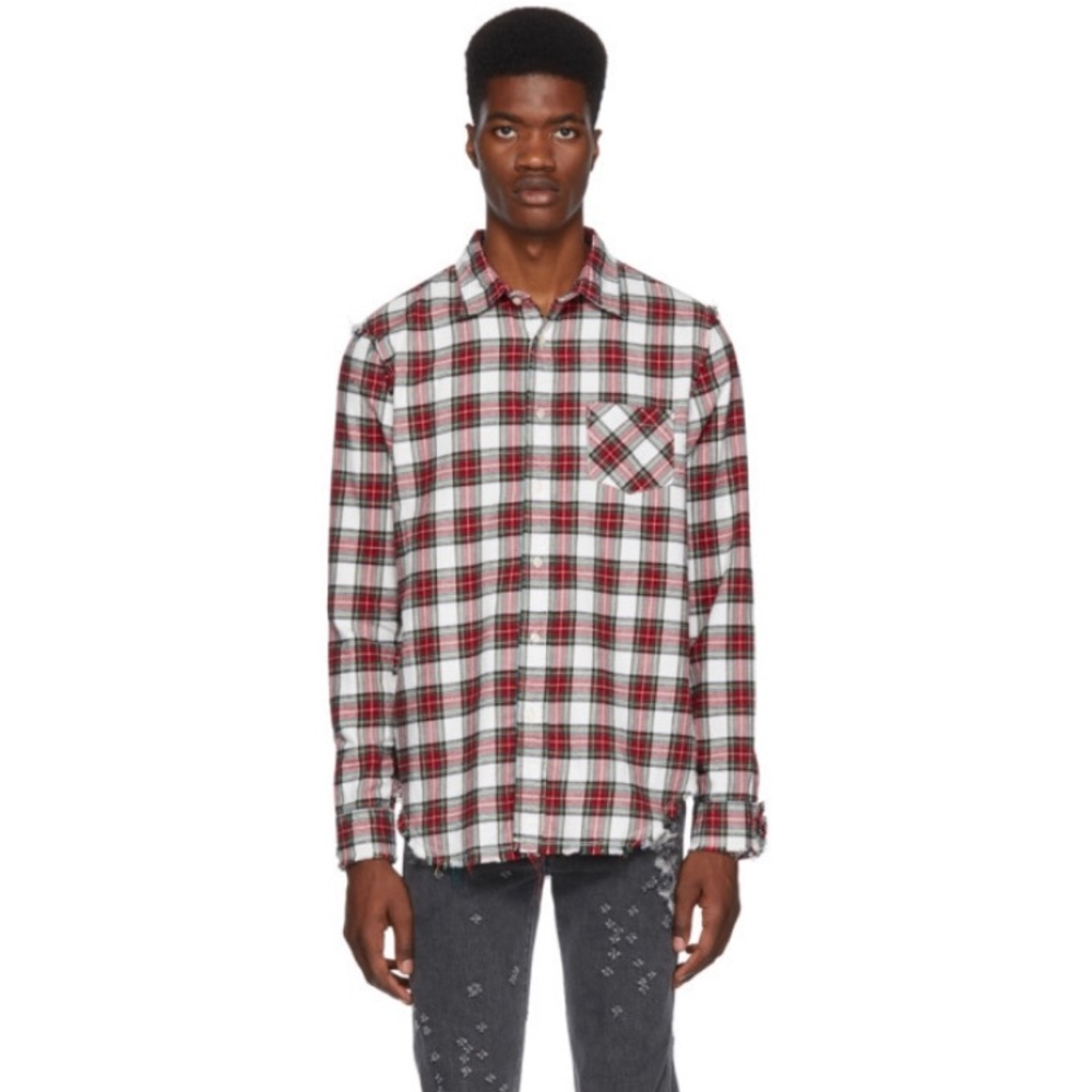 R13 Shredded seam Shirt plaid. Size XS